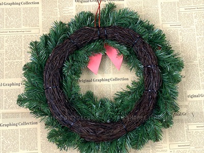 Vòng nguyệt quế Noel cổ điển nơ đỏ ĐK 40-50cm VNGQ-X-47